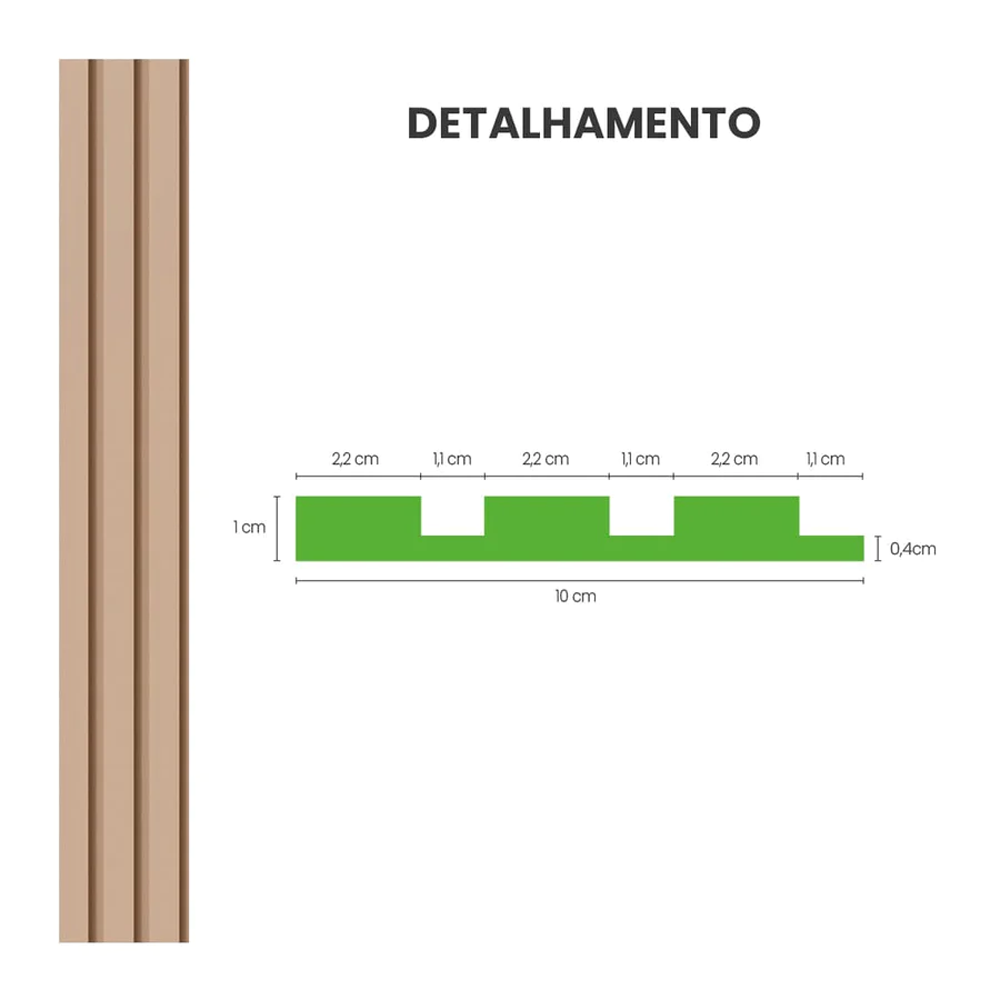 Painel Ripado Autocolante 10x1cm Cor Creme Play Rolo com 2,5 Metros Linear - 5