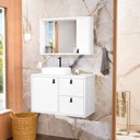 Ver imagem 1 de Conjunto Gabinete para Banheiro com Cuba Sobrepor e Espelheira Toro 80 cm Branco