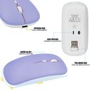 Ver imagem 4 de Teclado e Mouse sem Fio A6732 Slim Recarregável Roxo