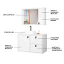 Ver imagem 5 de Conjunto Gabinete para Banheiro com Cuba Sobrepor e Espelheira Toro 80 cm Branco/Preto