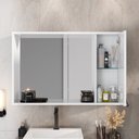 Ver imagem 7 de Conjunto Gabinete para Banheiro com Cuba Sobrepor, Tampo de Vidro e Espelheira Toro 80cm Branco