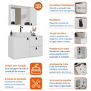 Ver imagem 4 de Conjunto Gabinete para Banheiro com Cuba Sobrepor, Tampo de Vidro e Espelheira Toro 80cm Branco