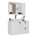 Ver imagem 2 de Conjunto Gabinete para Banheiro com Cuba Sobrepor, Tampo de Vidro e Espelheira Toro 80cm Branco