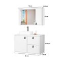 Ver imagem 3 de Conjunto Gabinete para Banheiro com Cuba Sobrepor, Tampo de Vidro e Espelheira Toro 80cm
