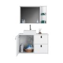 Ver imagem 2 de Conjunto Gabinete para Banheiro com Cuba Sobrepor, Tampo de Vidro e Espelheira Toro 80cm Branco/Preto