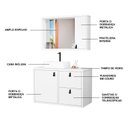 Ver imagem 5 de Conjunto Gabinete para Banheiro com Cuba Sobrepor, Tampo de Vidro e Espelheira Toro 80cm Branco/Preto