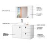 Conjunto Gabinete para Banheiro com Cuba Sobrepor, Tampo de Vidro e Espelheira Toro 80cm - 5