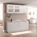 Ver imagem 1 de Cozinha Compacta Modulada 7 Portas 3 Gavetas 100% MDF 2 Tampos Sevilha Branco/Artico
