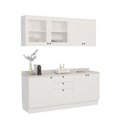 Ver imagem 3 de Cozinha Compacta Modulada 7 Portas 3 Gavetas 100% MDF 2 Tampos Sevilha Branco/Artico