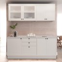 Ver imagem 2 de Cozinha Compacta Modulada 7 Portas 3 Gavetas 100% MDF 2 Tampos Sevilha Branco/Artico