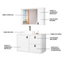 Ver imagem 5 de Conjunto Gabinete para Banheiro com Cuba Sobrepor, Tampo de Vidro e Espelheira Toro 80cm