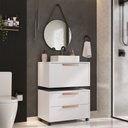 Ver imagem 1 de Conjunto Gabinete para Banheiro com Rodizio, com Cuba de Sobrepor e Espelho Kyoto 60cm Branco