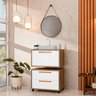 Conjunto Gabinete para Banheiro com Rodizio, com Cuba de sobrepor e Espelho Kyoto 60cm Avelato/Branco - 1