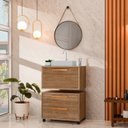 Ver imagem 1 de Conjunto Gabinete para Banheiro com Rodizio, Tampo de Vidro, Cuba de Sobrepor e Espelho Kyoto 60 Cm