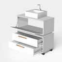 Ver imagem 2 de Conjunto Gabinete para Banheiro com Rodizio com Cuba de Sobrepor e Espelho Kyoto 80 cm Branco