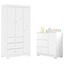 Ver imagem 5 de Cômoda Infantil com Guarda Roupa 3 Portas Ambiente Duda Branco Brilho - Phoenix Baby