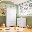 Ver imagem 1 de Cômoda Infantil com Guarda Roupa 3 Portas Ambiente Duda Branco Brilho - Phoenix Baby