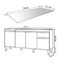 Ver imagem 3 de Balcão de Cozinha 150cm Tatiane 4 Portas 1 Gaveta com Tampo Cinza