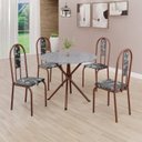 Ver imagem 1 de Conjunto Sala de Jantar Mesa Redonda 75cm Tampo Granito Ocre 4 Cadeiras Linda Yescasa