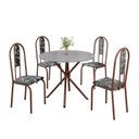 Ver imagem 2 de Conjunto Sala de Jantar Mesa Redonda 75cm Tampo Granito Ocre 4 Cadeiras Linda Yescasa Marrom/Preto Floral
