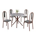 Ver imagem 2 de Conjunto Sala de Jantar Mesa Redonda 75cm Tampo Granito Ocre 4 Cadeiras Linda Yescasa