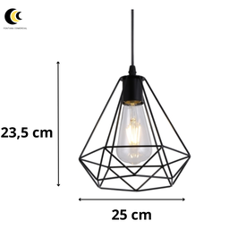 Pendente Trine Preto 25cm - 2