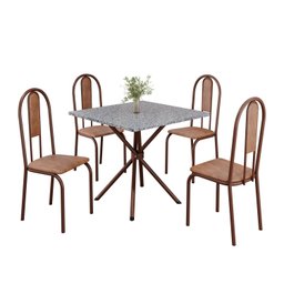 Conjunto Sala de Jantar Mesa Quadrada 75x75cm Tampo Granito Ocre 4 Cadeiras Linda Yescasa - 2