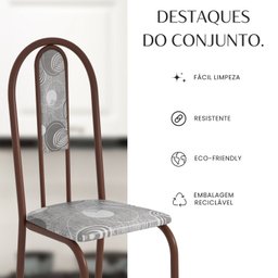 Conjunto Sala de Jantar Mesa Quadrada 75x75cm Tampo Granito Ocre 4 Cadeiras Linda Yescasa - 10