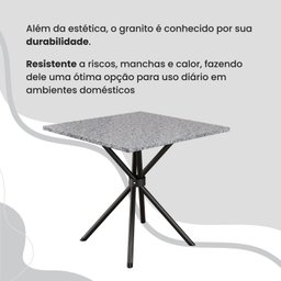 Conjunto Sala de Jantar Mesa Quadrada 75x75cm Tampo Granito Ocre 4 Cadeiras Linda Yescasa - 8