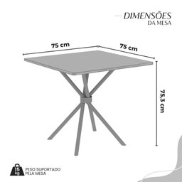 Conjunto Sala de Jantar Mesa Quadrada 75x75cm Tampo Granito Ocre 4 Cadeiras Linda Yescasa - 3