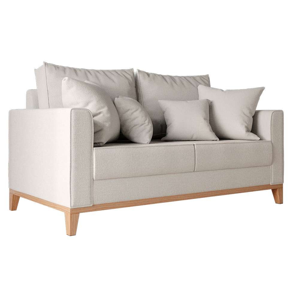 Sofá 2 Lugares Beny Base de Madeira Linho Cotton Cru Rrdecor - 4
