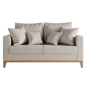 Sofá 2 Lugares Beny Base de Madeira Linho Cotton Cru Rrdecor