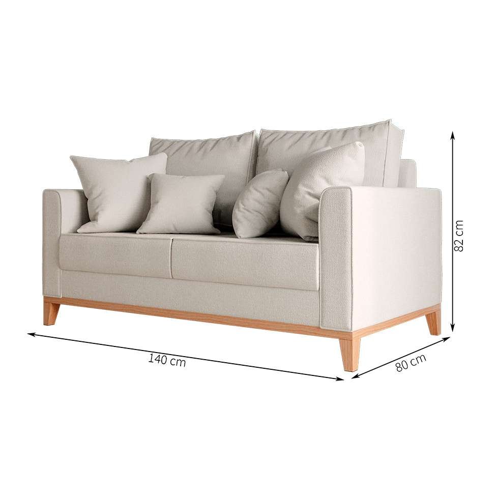 Sofá 2 Lugares Beny Base de Madeira Linho Cotton Cru Rrdecor - 3