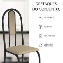 Conjunto Sala de Jantar Mesa Quadrada 75x75cm Tampo Granito Ocre 4 Cadeiras Linda Yescasa - 10