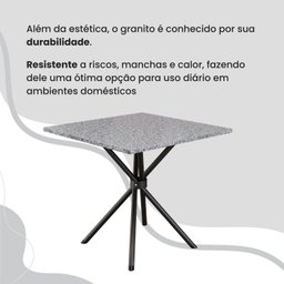 Conjunto Sala de Jantar Mesa Quadrada 75x75cm Tampo Granito Ocre 4 Cadeiras Linda Yescasa - 8
