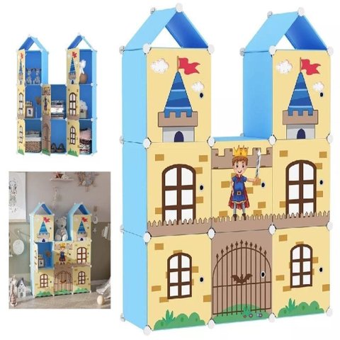 Guarda Roupa Modular Infantil 8 Portas de Bater sem Gavetas Plástico Branco 110.5cm