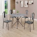 Ver imagem 1 de Conjunto Sala de Jantar Mesa Quadrada 75x75cm Tampo Granito Ocre 4 Cadeiras Linda Yescasa Prata/Preto Floral