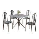 Ver imagem 2 de Conjunto Sala de Jantar Mesa Quadrada 75x75cm Tampo Granito Ocre 4 Cadeiras Linda Yescasa Prata/Preto Floral