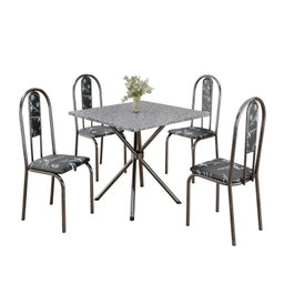 Conjunto Sala de Jantar Mesa Quadrada 75x75cm Tampo Granito Ocre 4 Cadeiras Linda Yescasa - 2