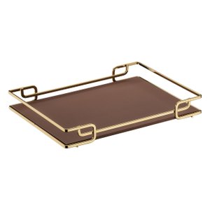 Bandeja Multiuso Hara Luana Tampo Couríss. Caramelo 37x57 Cm:Dourada