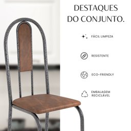 Conjunto Sala de Jantar Mesa Quadrada 75x75cm Tampo Granito Ocre 4 Cadeiras Linda Yescasa - 10