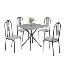 Conjunto Sala de Jantar Mesa Quadrada 75x75cm Tampo Granito Ocre 4 Cadeiras Linda Yescasa - 2