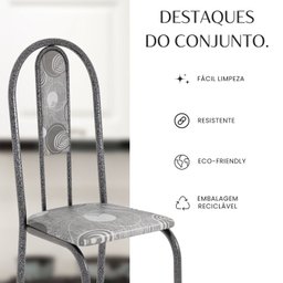 Conjunto Sala de Jantar Mesa Quadrada 75x75cm Tampo Granito Ocre 4 Cadeiras Linda Yescasa - 10
