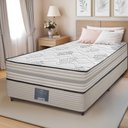 Ver imagem 1 de Cama Box Solteiro Colchão + Box 88x188x63 Spring Zen com Molas Ensacadas Cinza Cama Inbox