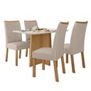 Ver imagem 3 de Conjunto Sala de Jantar 4 Lugares Retangular Tampo Vidro/MDF 120cm Mesa Celebrare Cadeiras Apogeu Bege Amêndoa Clean/Off White/ Naturale Creme