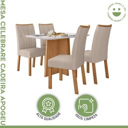 Conjunto Mesa 120cm Celebrare com Vidro e 4 Cadeiras Apogeu - 2