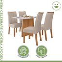 Ver imagem 3 de Conjunto Sala de Jantar 4 Lugares Retangular Tampo Vidro/MDF 120cm Mesa Celebrare Cadeiras Apogeu Bege Amêndoa Clean/Off White/Bege Escuro