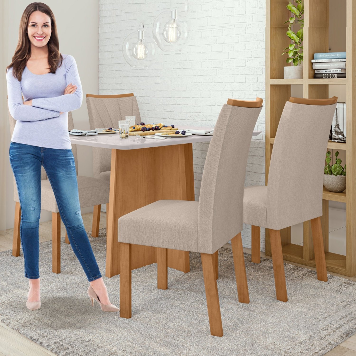 Conjunto Mesa 120cm Celebrare com Vidro e 4 Cadeiras Apogeu - 11