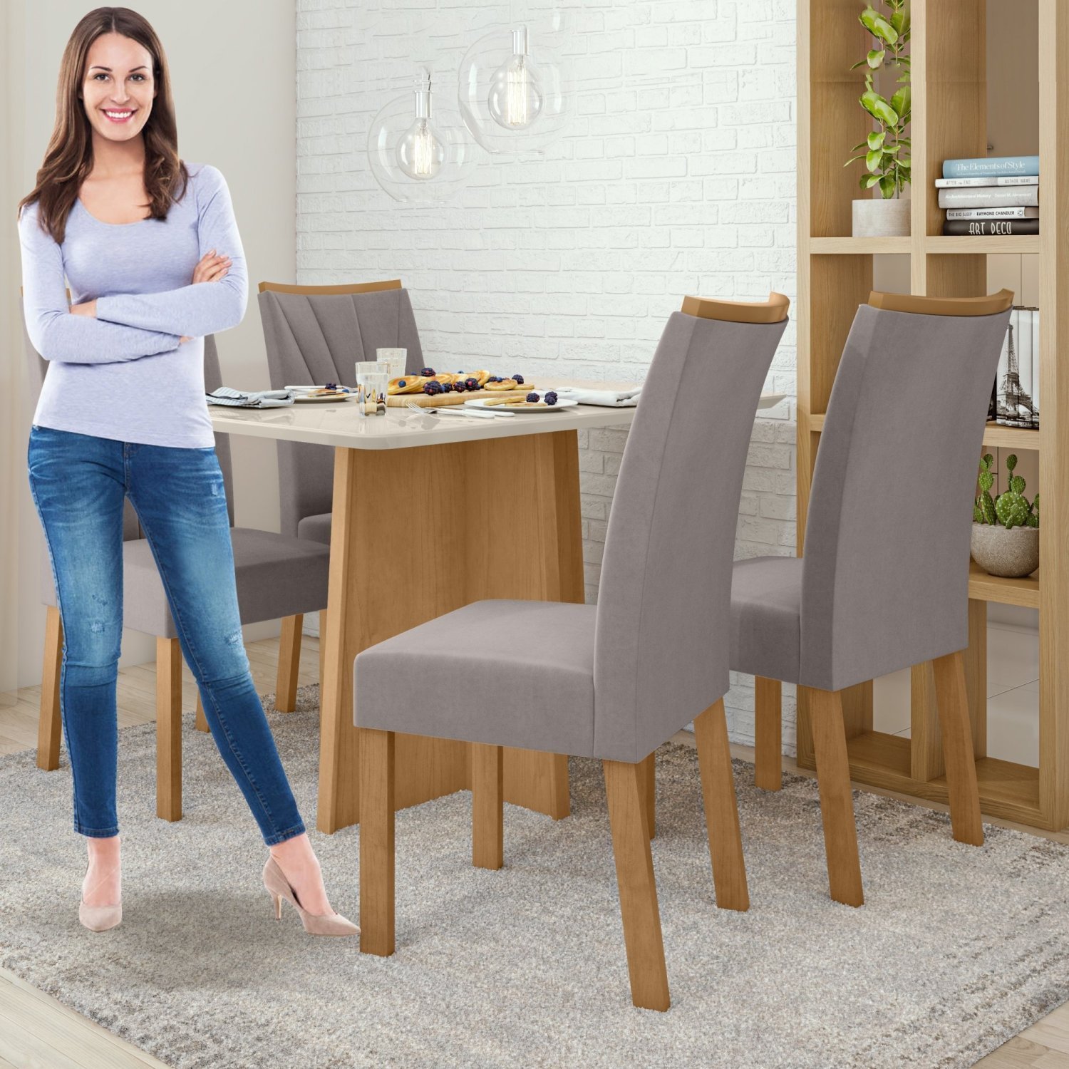Conjunto Mesa 120cm Celebrare com Vidro e 4 Cadeiras Apogeu - 11