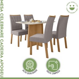 Conjunto Mesa 120cm Celebrare com Vidro e 4 Cadeiras Apogeu - 2
